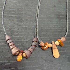 🌈 5 for $10-Two amber & wooden bead necklaces
